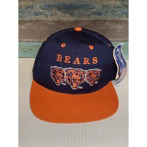 Vtg Chicago Bears Triple Bear Logo 7 SnapBack Adjustable Men’s Hat Cap NOS NWT